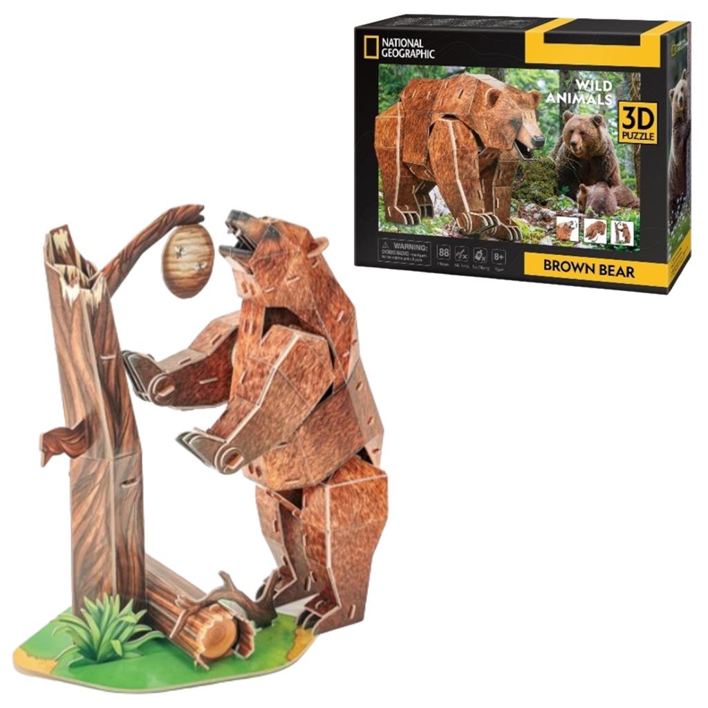 National Geographic 3D puzzel bruine beer doos + detail