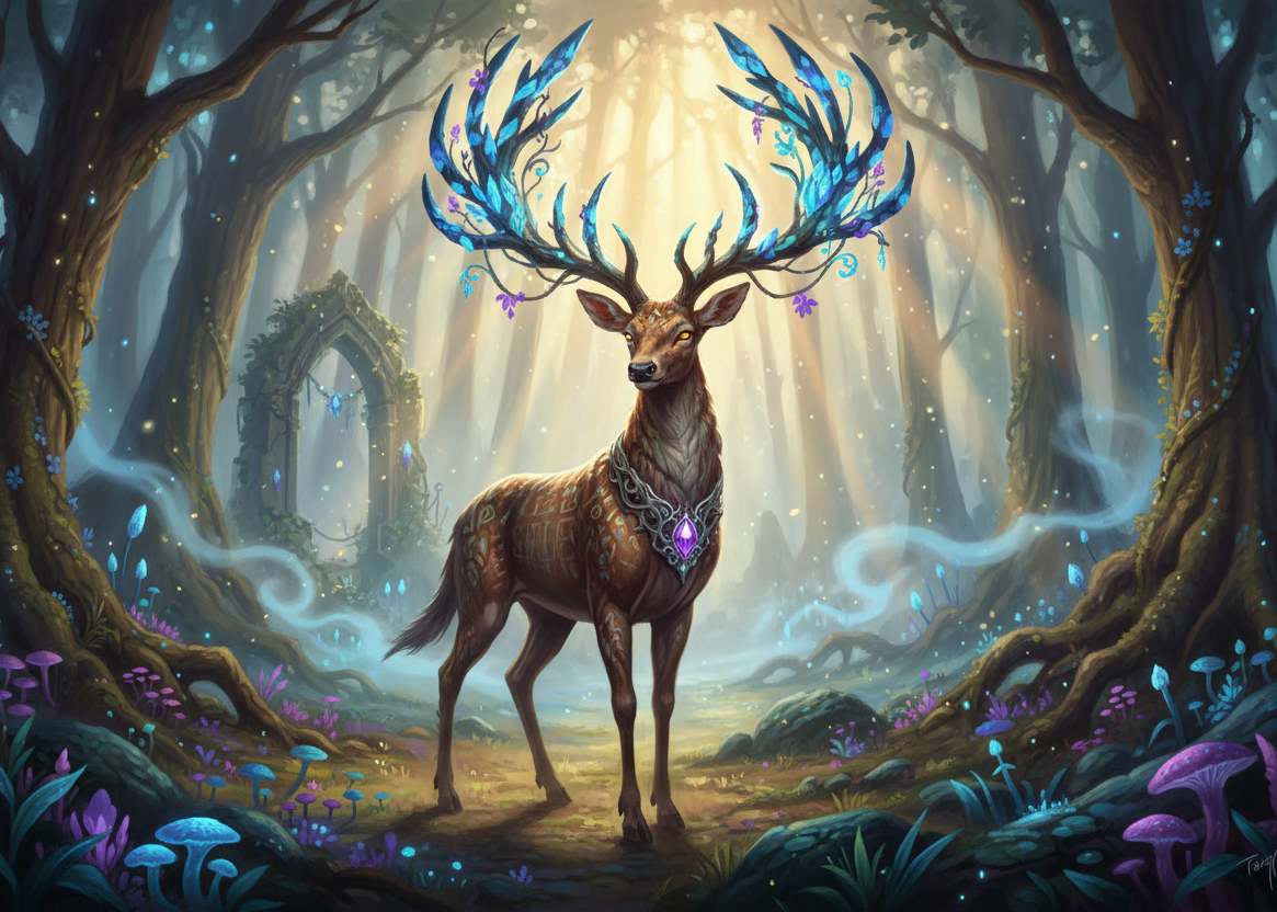 The Deer Guardian - Fantasy Wildlife Magnet