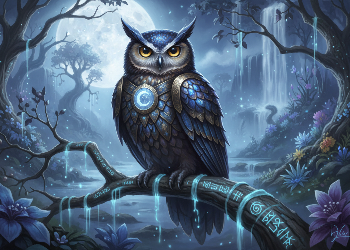 The Owl Guardian - Fantasy Wildlife Magnet