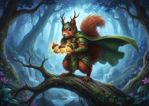 The Squirrel Warrior - Fantasy Wildlife Magnet