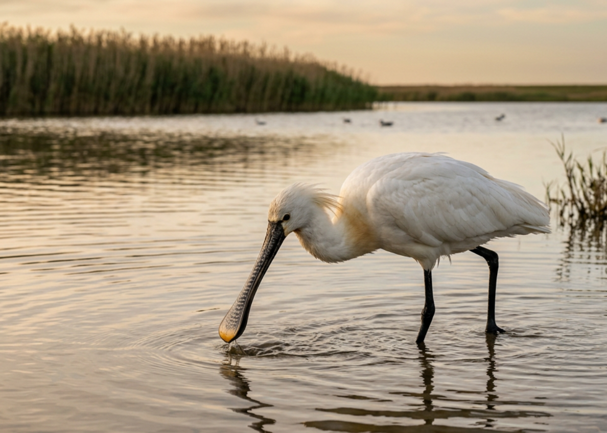 Lepelaar in een Zeeuws kustwetland