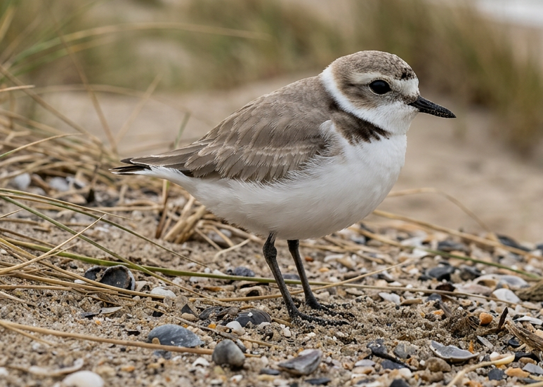 Strandplevier op een Zeeuws schelpenstrand
